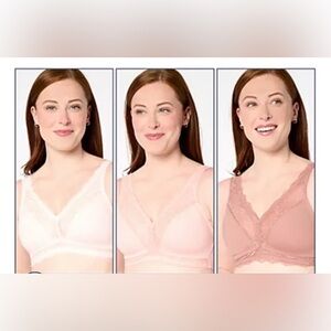 BREEZIES SOFT SUPPORT LACE WIRELESS UNLINED BRAS XL NEW BUNDLE OF 3